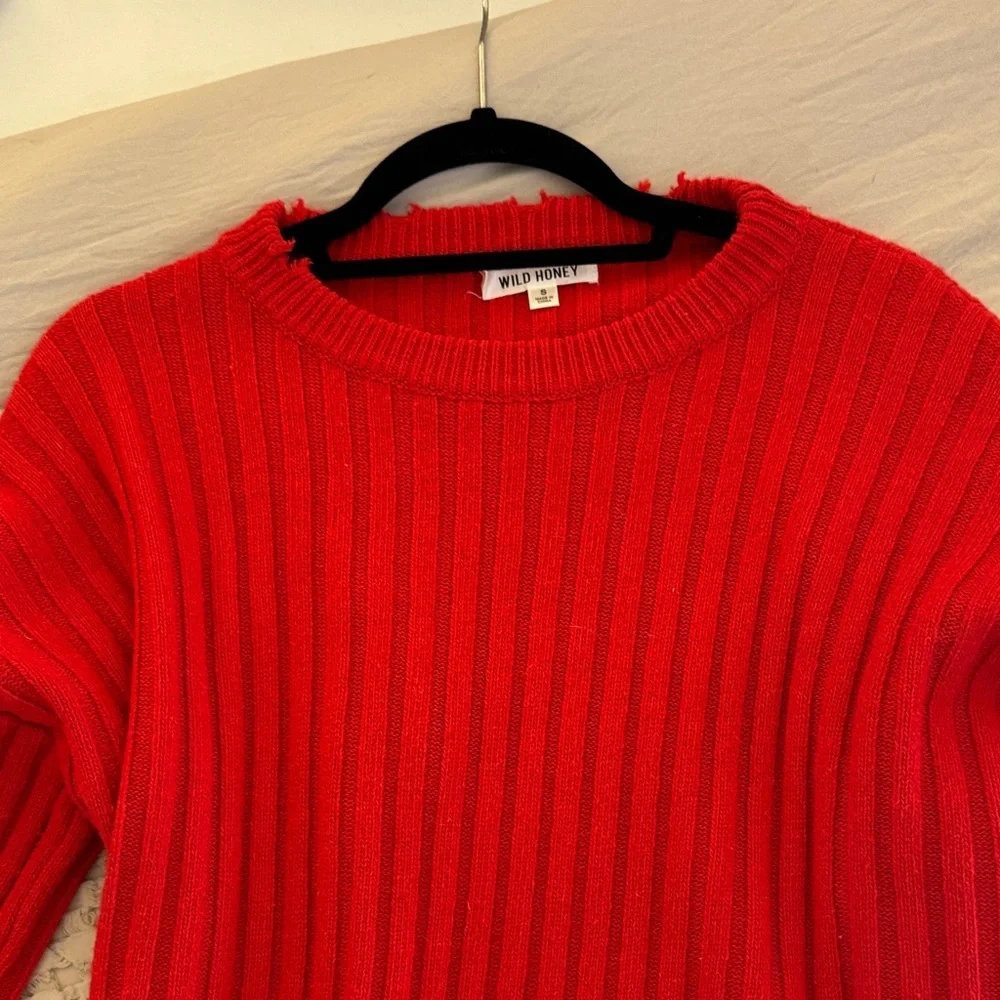 Wild Honey Vibrant Red Ribbed Sweater - Picture 5 of 6